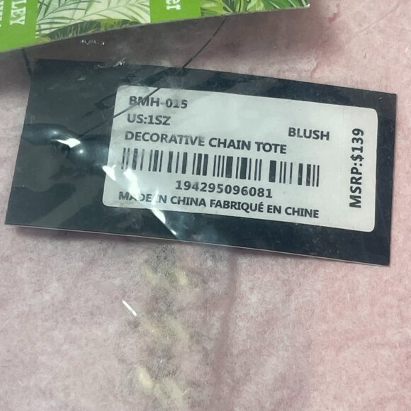 Badgely Mischka Decorative Chain Vegan Leather Tote, Blush - NWT - Picture 4 of 4